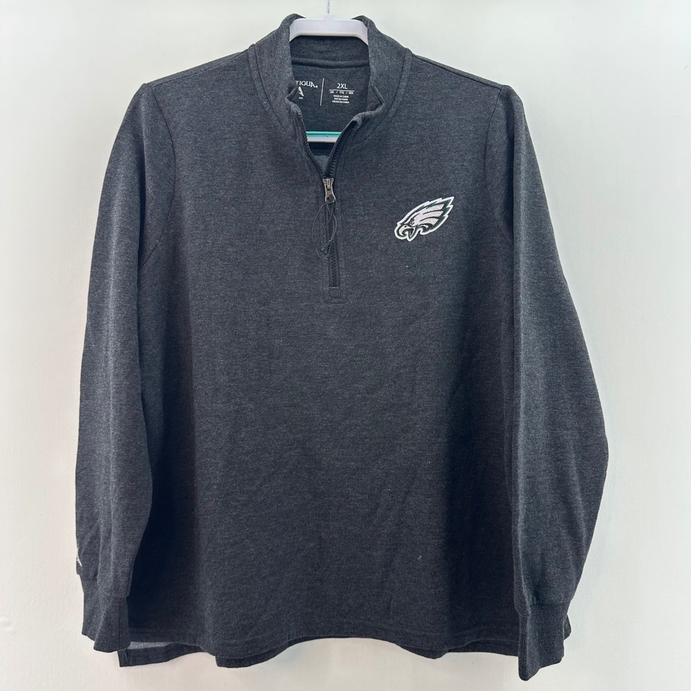 Philadelphia Eagles Antigua Women's 2XL Quarter‎ Zip Pullover Gray NWOT